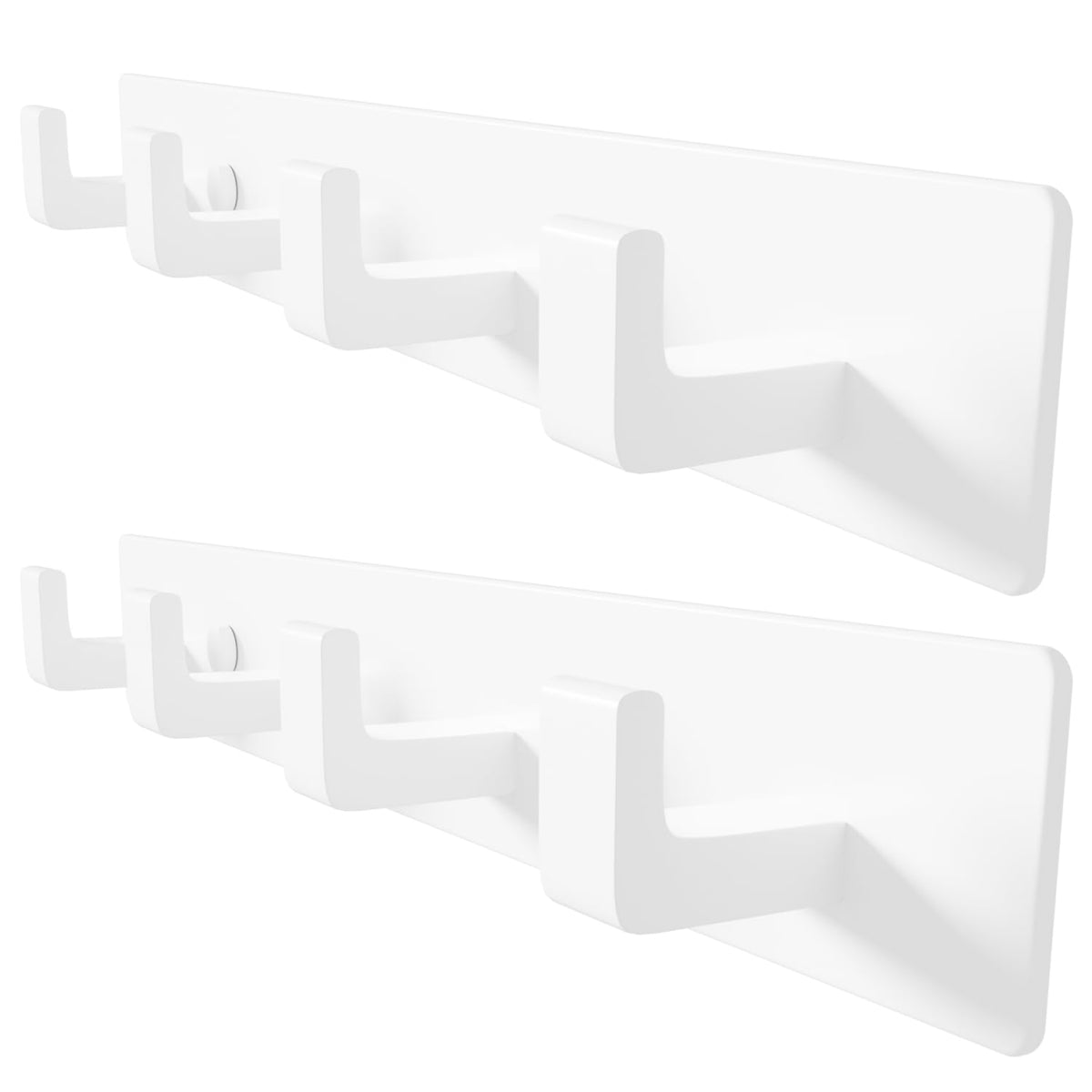 Black Coat Rack Wall Mount - 12.5" Rail with 4 Right-Angle Hooks(1 Pack)
