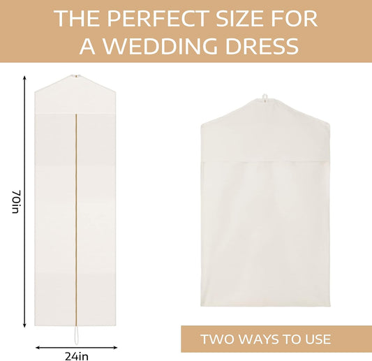Sotiff Cotton Dress Garment Bags for Gowns Travel,White,70 X 23.6 Inch