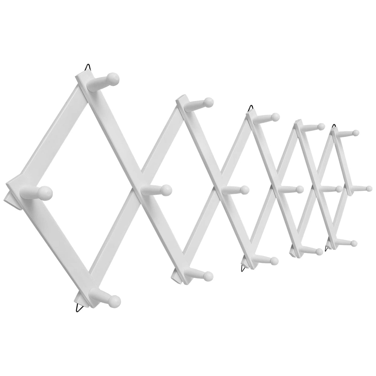 SCUNDA Hat Rack for Wall, Expandable Wall Hat Holder with 16 Hooks, 16 inch Wooden Wall Hook for Baseball Caps,Cowboy, Bag,Hoodie(Brown)