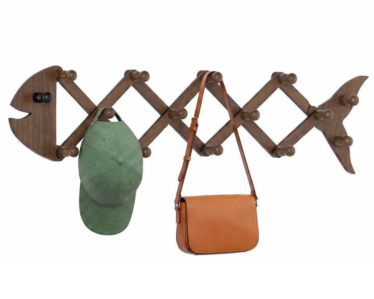 Accordion Wall Hanger with 15 Peg Hook, Expandable Coat Hat Rack