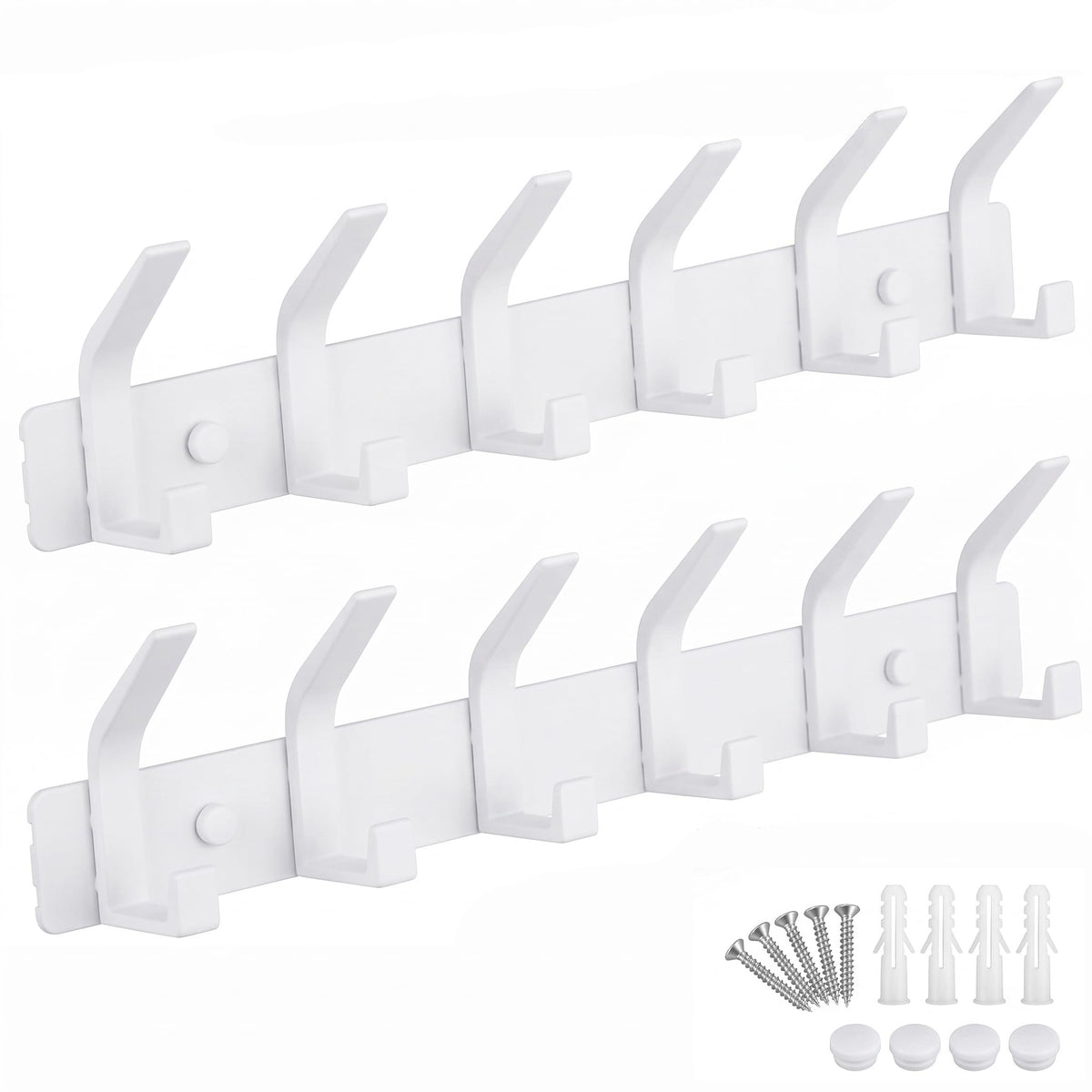 Coat Rack Wall Mounted,5 Coat Hooks for Hanging Coats,Heavy Duty Metal Double Hook Rack Hook Rail,Coat Rack with Hooks,Wall Mount Coat Hanger for Hat Towel Purse Robes ,Black,2Pack (Black2, 5 Hooks)