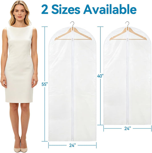 Garment Bags for Hanging Clothes PEVA 6 Pack Mixed Sizes Translucent