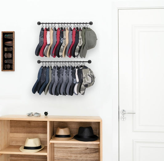 Mkono Hat Organizer Hat Rack for Wall Storage Holder with 30 Hooks Set of 2