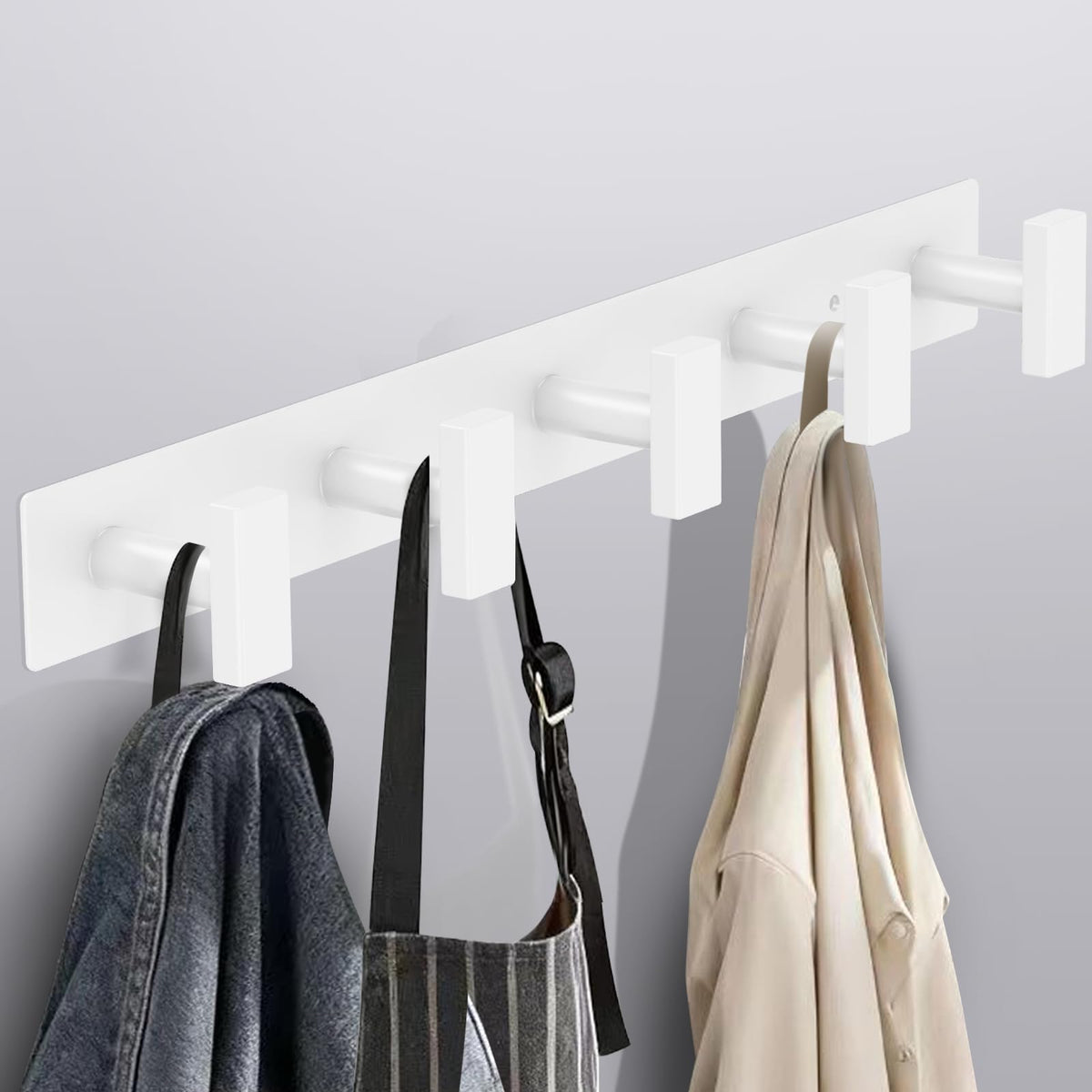 Bntuk Coat Rack Wall Mount - 5 Coat Hooks, Towel Racks for Bathroom Robes Bags Keys, Hat Rack Wall Towel Hooks Organizer Essential (Black)