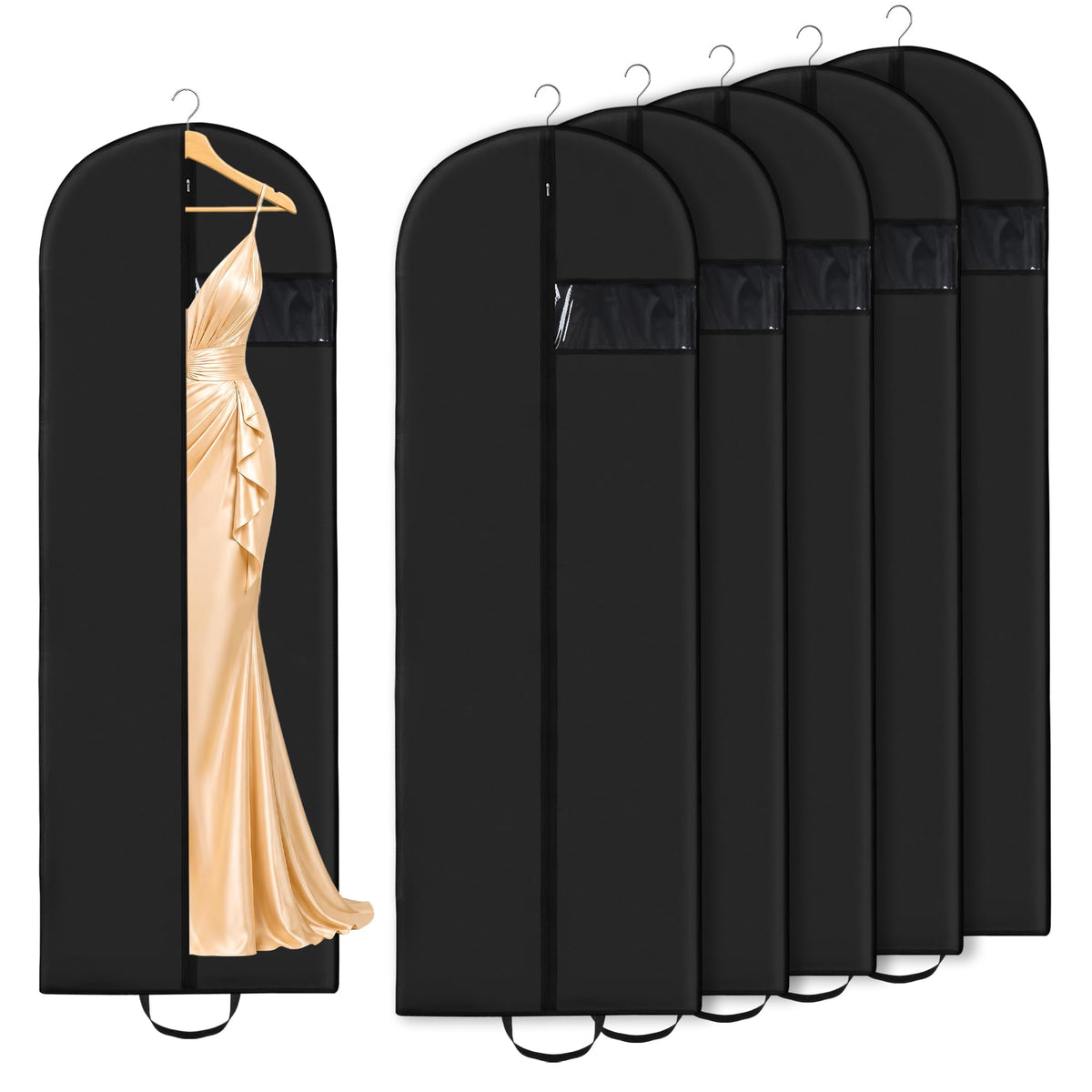 Lzerking 65” x 23” Garment Bags for Dresses and Gowns for Closet Storage