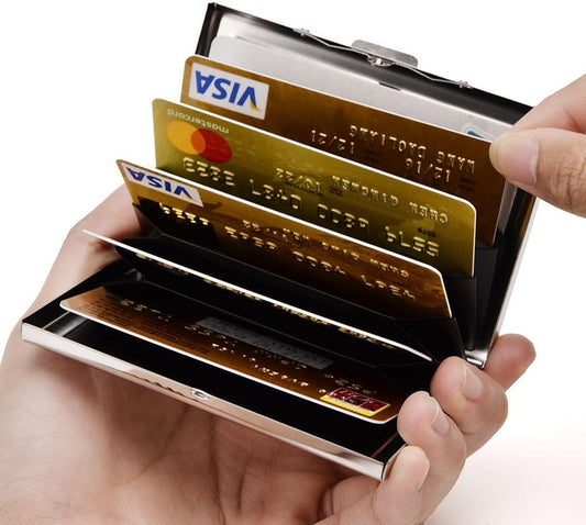 EASTNIGHTS RFID Credit Card Holder Metal Wallet Stainless Steel Credit Card Protector Case for Men or Women