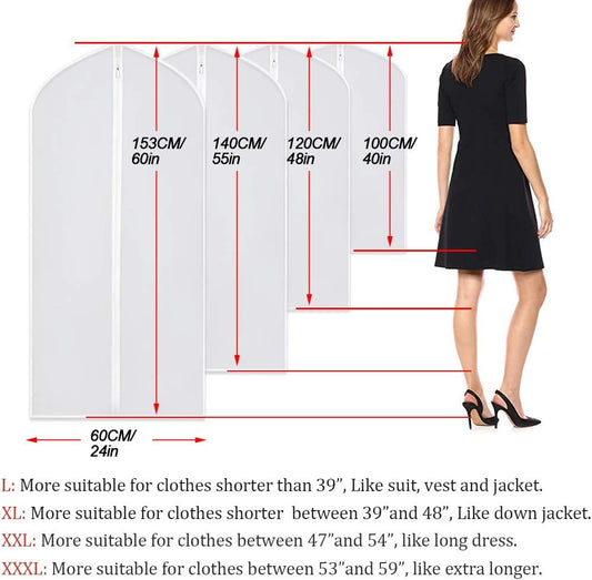 Garment Bags for Hanging Clothes 24" x 40"Coat Covers for Closet Foldable Washable Dress Bags for Hanging Clothes for Long Dress Dance Costumes Suits Gowns Coats