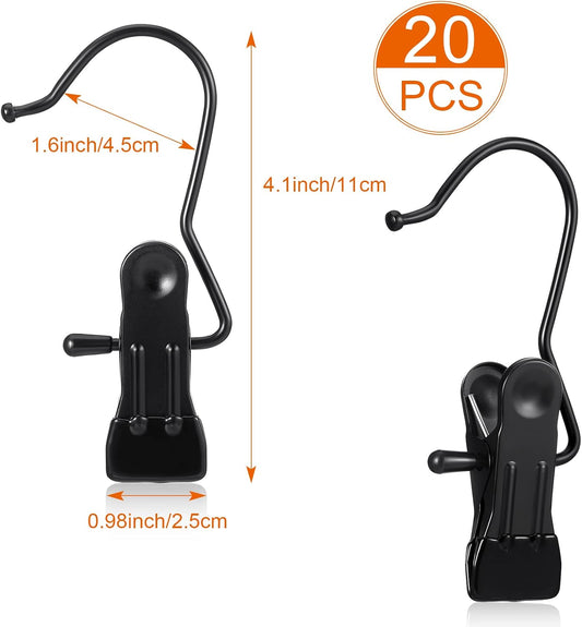 Hotop 20 Pieces Boot Hanger Clips Heavy Duty Closet Space Saving, Black