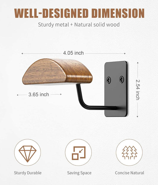 Cowboy Hat Rack for Wall, 4 Pack Natural Wood Cowboy Hat Holder