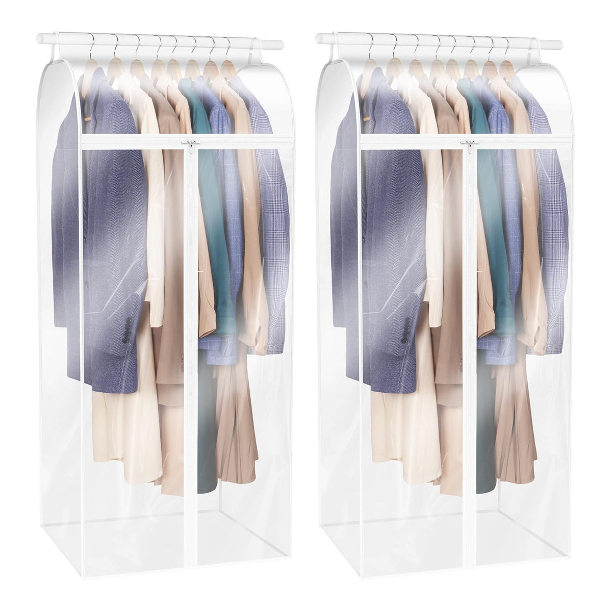 Zilink Dress Bags for Hanging Clothes Clear Garment Rack Cover 60 in, 2Pack
