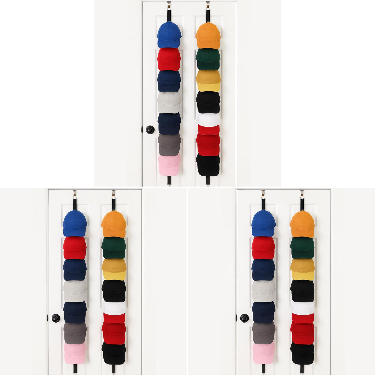 Jokari Over the Door Cap Rack Organizer 2 Pack Holds Up to 16 Baseball Hats