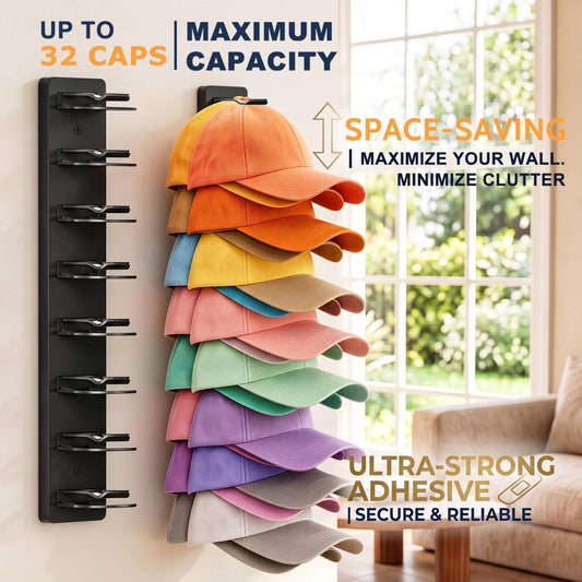 2 Pack Hat Organizer for Baseball Caps, Hat Rack Storage Hold 32 Cap Closet