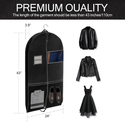 43" Garment Bag Suit Bag Garment Bags for Travel Duffle Bags for Hanging Clothes Storage Bag Carry on Garment Bag,Ideal for Wardrobes, Blazers, Dresses, Coats