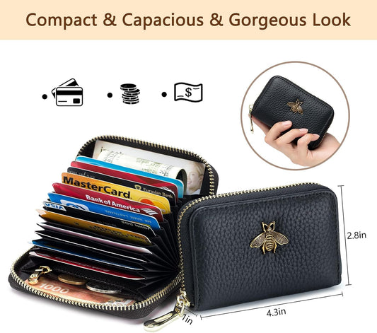 imeetu RFID Credit Card Holder, Small Card Wallet Women, Leather Card Case