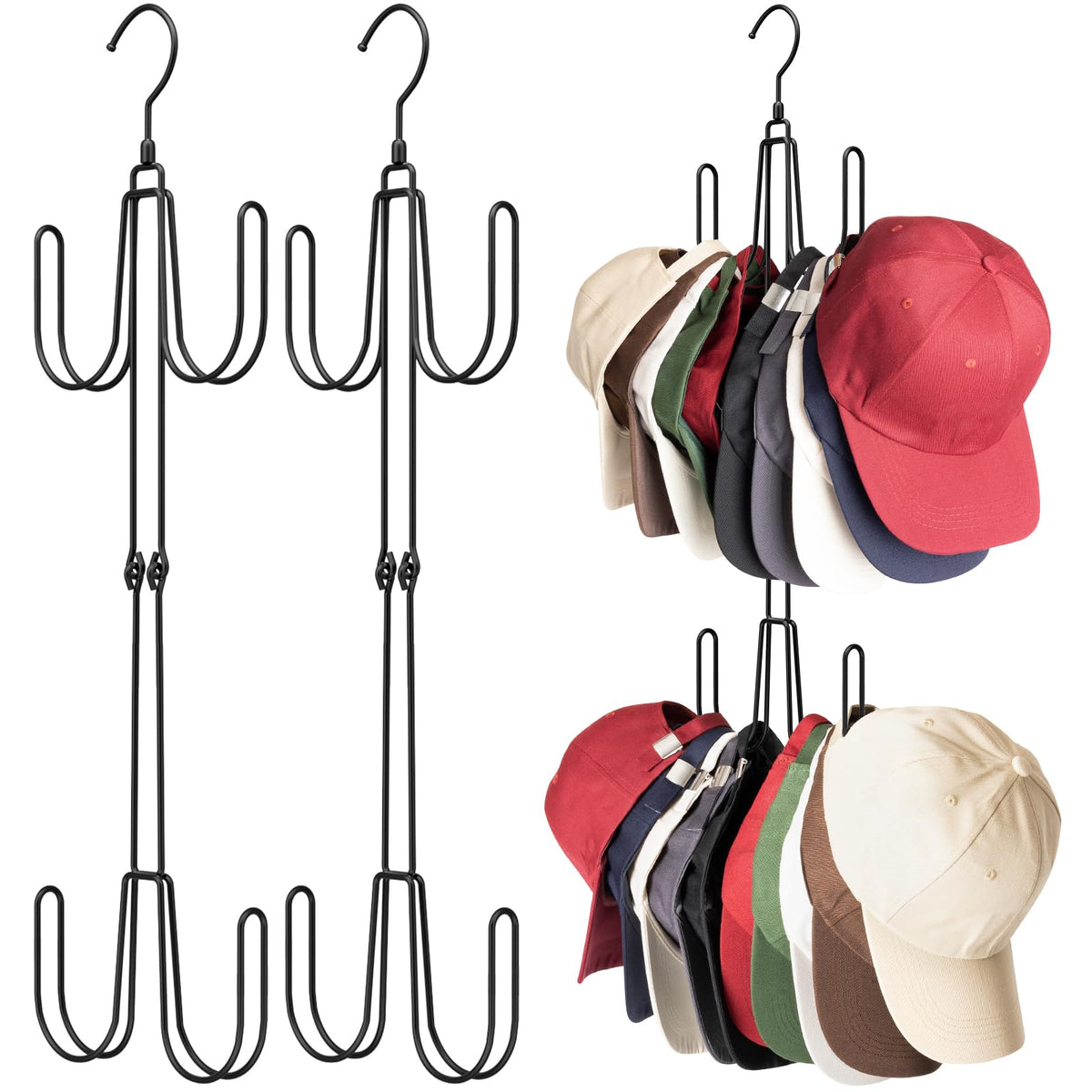 NANATI Hat Hangers for Closet, Stainless Steel Hat Organizer, Hat Racks for Baseball Caps, Cap Organizer for Baseball Caps, 1 Pack