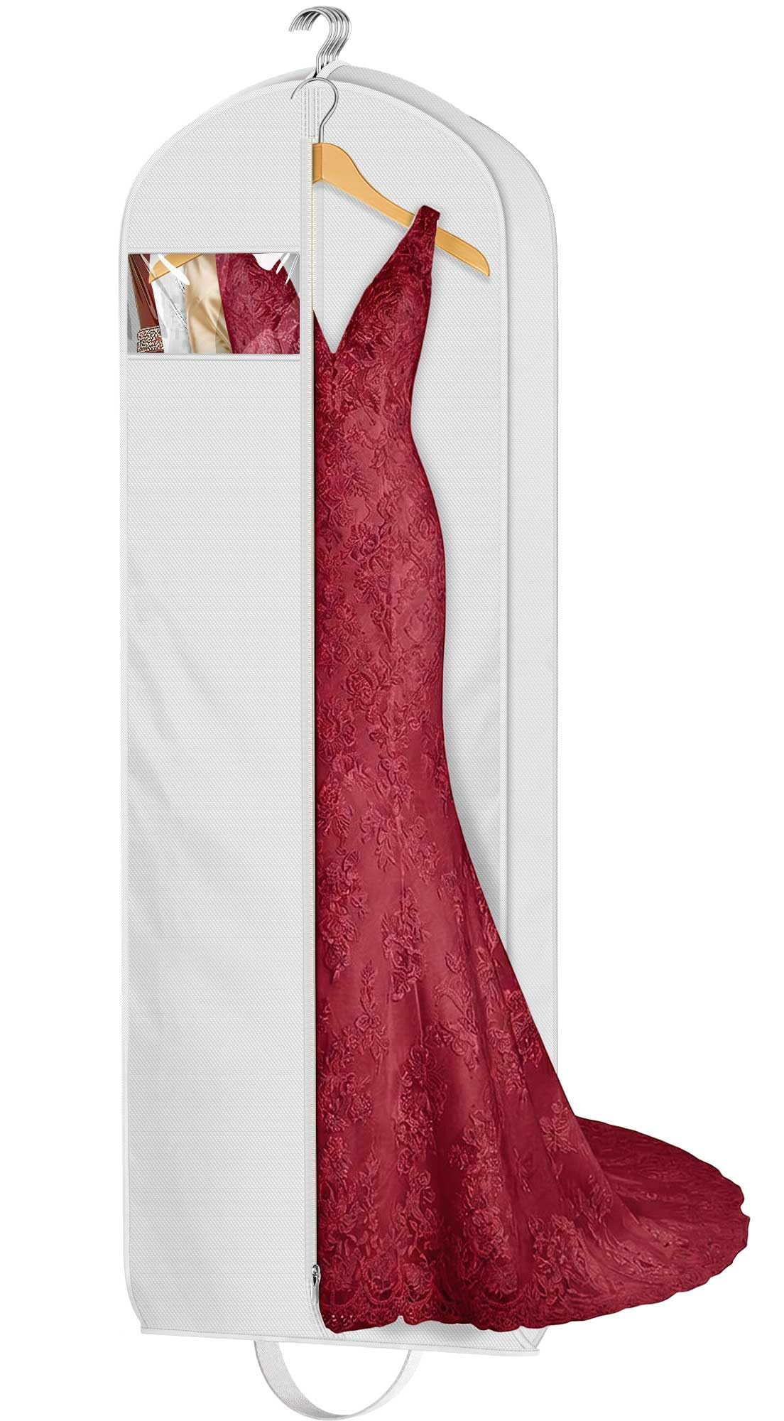 MISSLO 65" Long Garment Bags for Travel for Women 4" Gusseted Dress Bags for Gowns Waterproof Dress Protector Bag for Closet Storage Clothing Covers for Hanging Clothes Wedding Dresses Storage