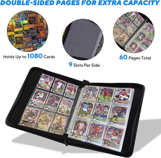 Portable 9-Pocket Trading Card Binder, Holds 1080 Cards