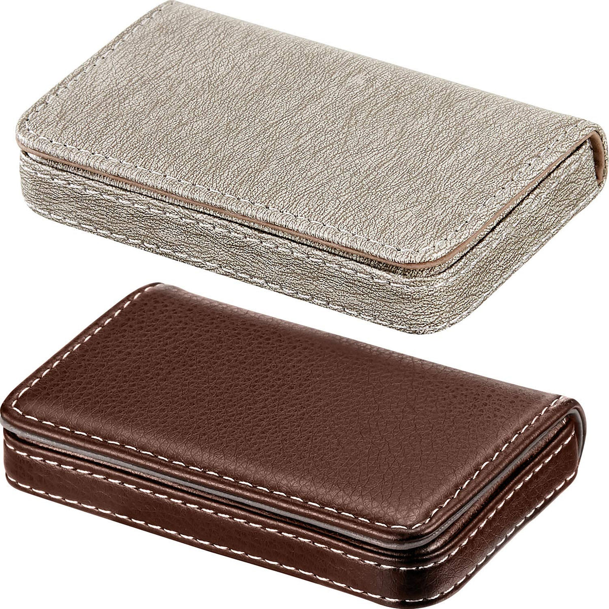 Outus 2 Pcs Business Card Holder PU Leather, Black