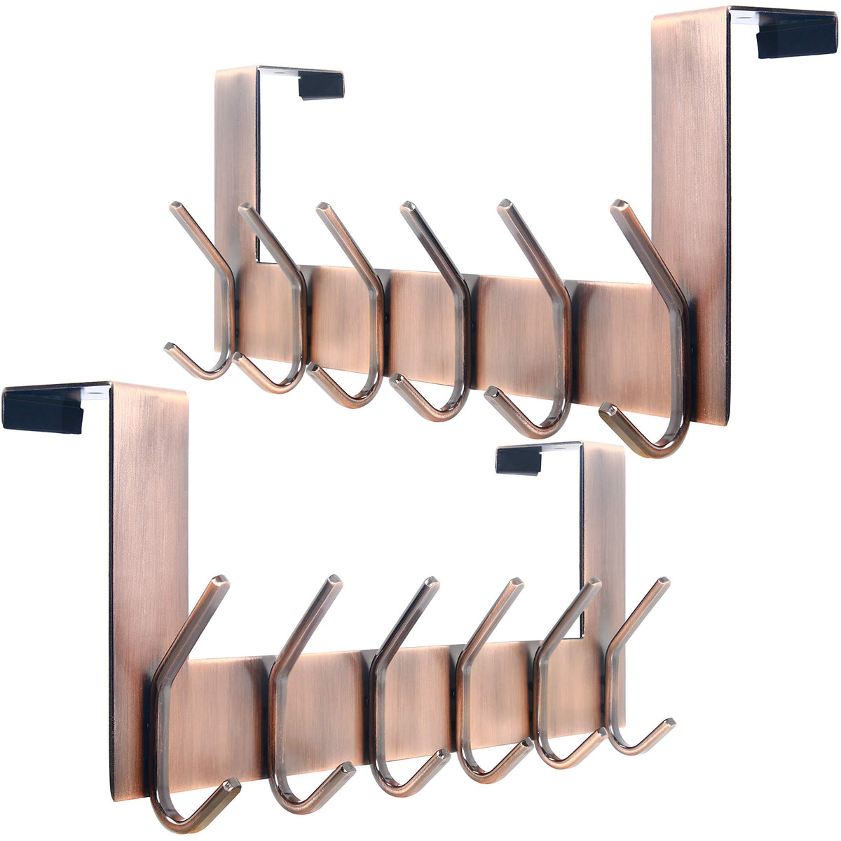 WEBI Over The Door Hooks Door Hanger,Over The Door Towel Rack with 6 Hooks for Hanging,Door Coat Towel Hanger Door Coat Rack,Black