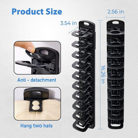 MACOPRO Cap Racks for Baseball Caps, Hat Organizer Holder for Wall, 2 Pack