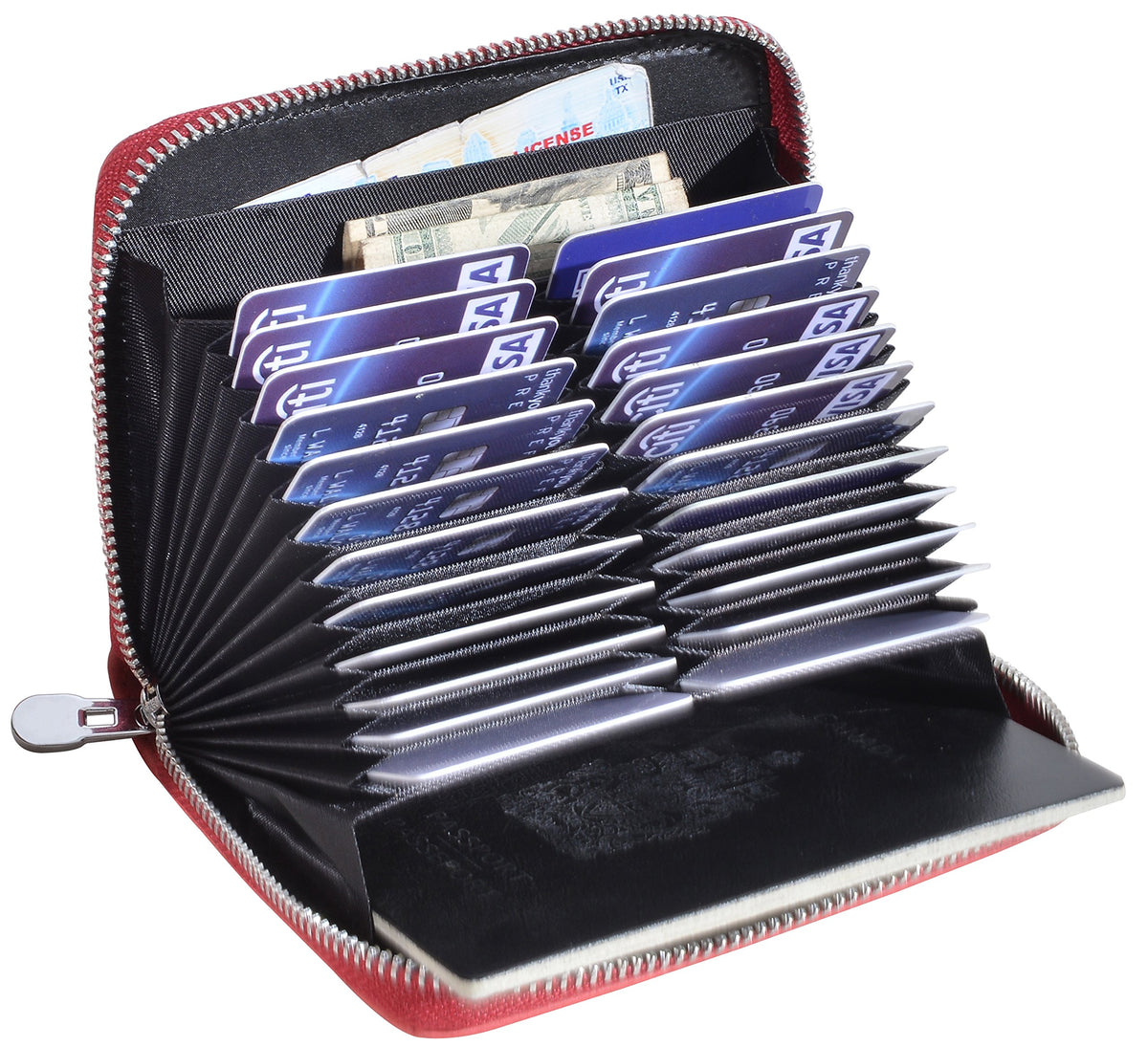 Easyoulife Genuine Leather Credit Card Holder Case RFID Travel Passport Wallet
