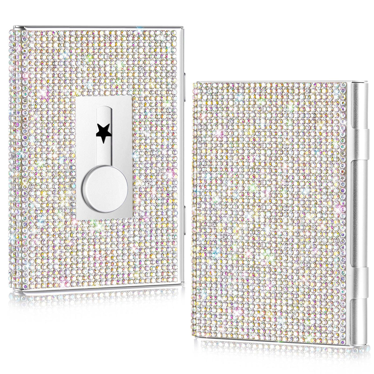 Rhinestone Business Card Holder for Women, Rose Gold