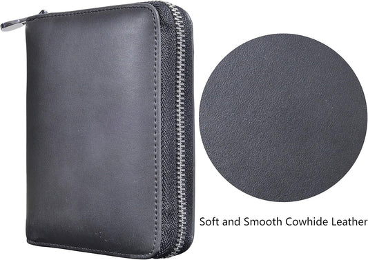 Easyoulife Genuine Leather Credit Card Holder Case RFID Travel Passport Wallet