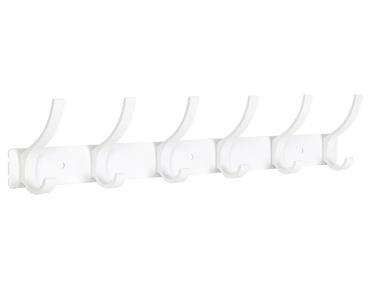 Optish Coat Rack Wall Mount, Coat Hook Wall Mount, Wall Hooks for Hanging, Hat Rack for Walls, Coats Hanger with 12 Hook, Towel Hooks for Bathrooms (2 Pack, White)