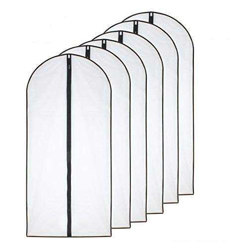 Hanging Garment Bag (Set of 6) Black Side Breathable Dress Bags for Hanging Clothes Cloth Cover for Closet Clear Full Zipper Bags for Coat Clothes Storage (24'' x 54'', Black)