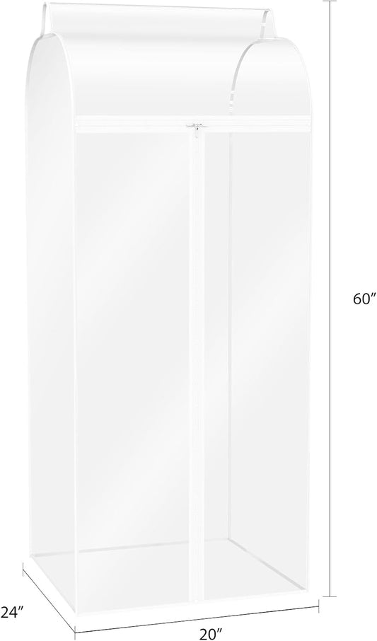 Zilink Dress Bags for Hanging Clothes Clear Garment Rack Cover 60 in, 2Pack