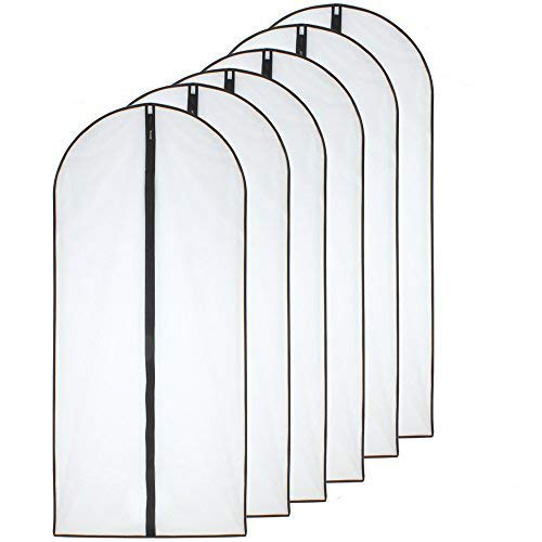 Hanging Garment Bag (Set of 6) Black Side Breathable Dress Bags for Hanging Clothes Cloth Cover for Closet Clear Full Zipper Bags for Coat Clothes Storage (24'' x 54'', Black)