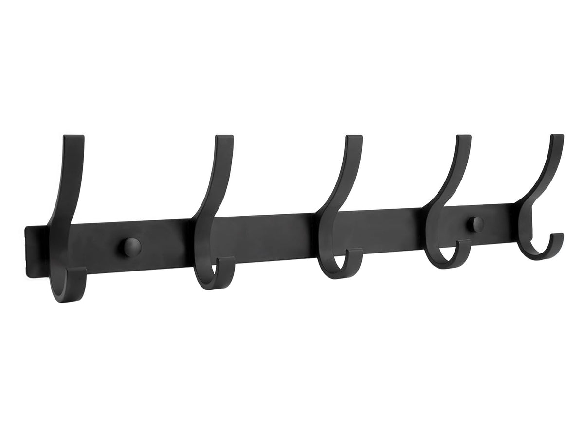 Optish Coat Rack Wall Mount, Coat Hook Wall Mount, Wall Hooks for Hanging, Hat Rack for Walls, Coats Hanger with 12 Hook, Towel Hooks for Bathrooms (2 Pack, White)