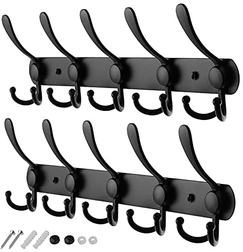 GlazieVault Coat Rack Wall Mount - Stainless Steel (2 Pack) - Heavy Duty Hooks for Hat, Towel, Robes, Jacket, Clothes - Bathroom, Entryway Hanger