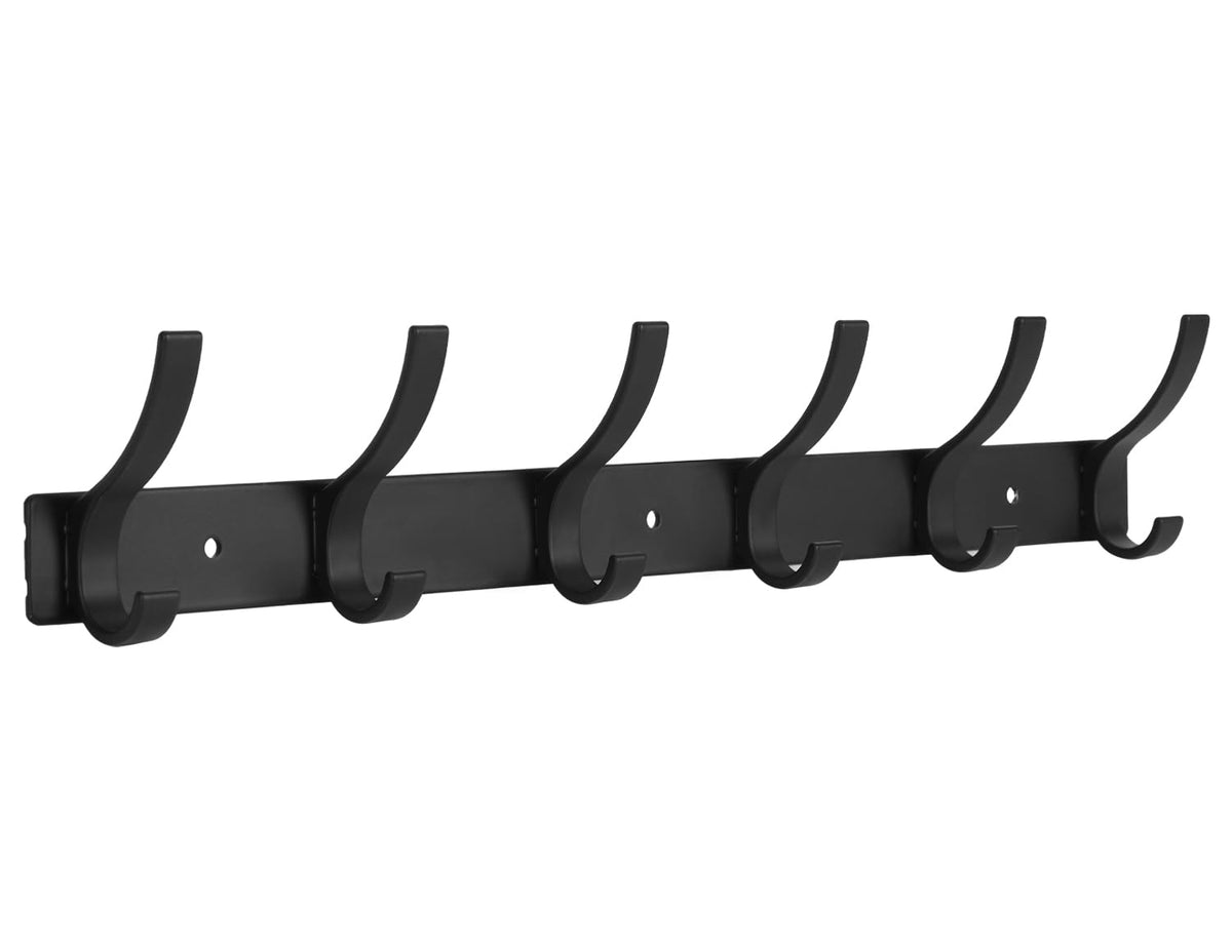 Optish Coat Rack Wall Mount, Coat Hook Wall Mount, Wall Hooks for Hanging, Hat Rack for Walls, Coats Hanger with 12 Hook, Towel Hooks for Bathrooms (2 Pack, White)