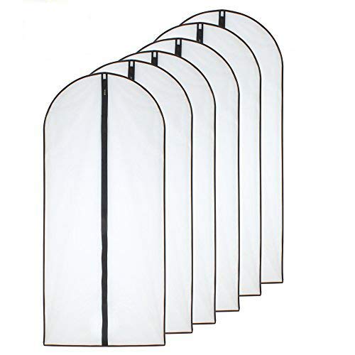 Hanging Garment Bag (Set of 6) Black Side Breathable Dress Bags for Hanging Clothes Cloth Cover for Closet Clear Full Zipper Bags for Coat Clothes Storage (24'' x 54'', Black)