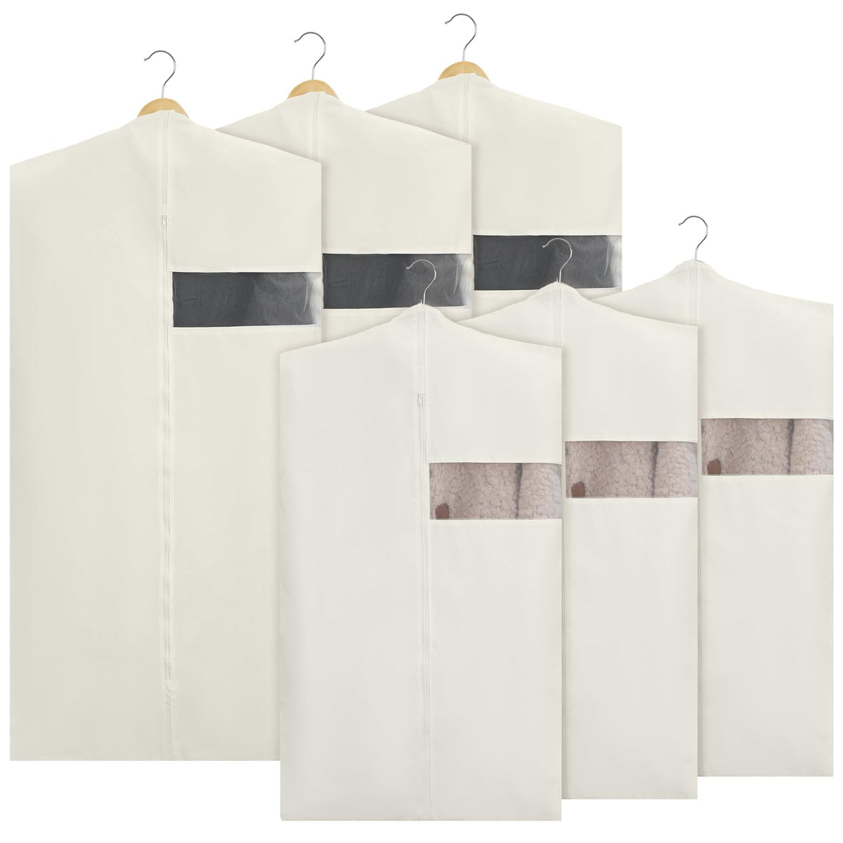 Aliceset 6 Pcs 40 Inches Cotton Garment Bags for Hanging Clothes