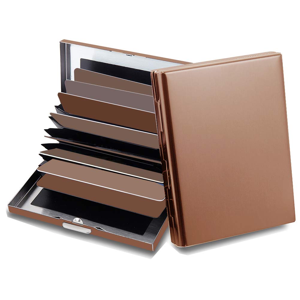 EASTNIGHTS RFID Credit Card Holder Protector Metal Credit Card Wallet Business Card Holder for Men Women Gift Box Package (Gold)