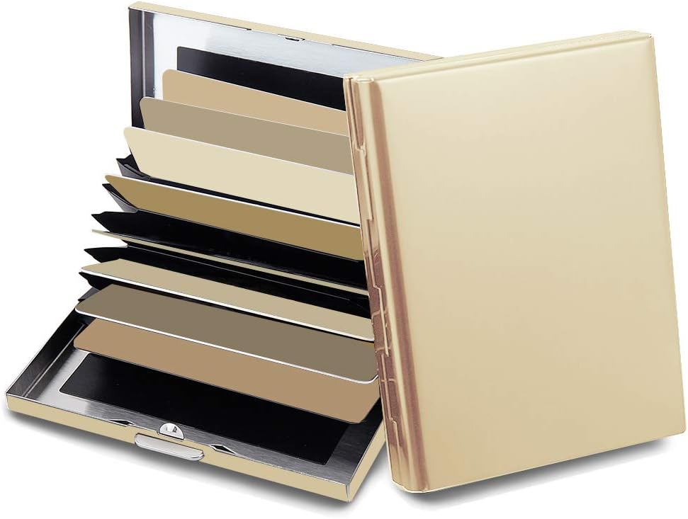EASTNIGHTS RFID Credit Card Holder Protector Metal Credit Card Wallet Business Card Holder for Men Women Gift Box Package (Gold)