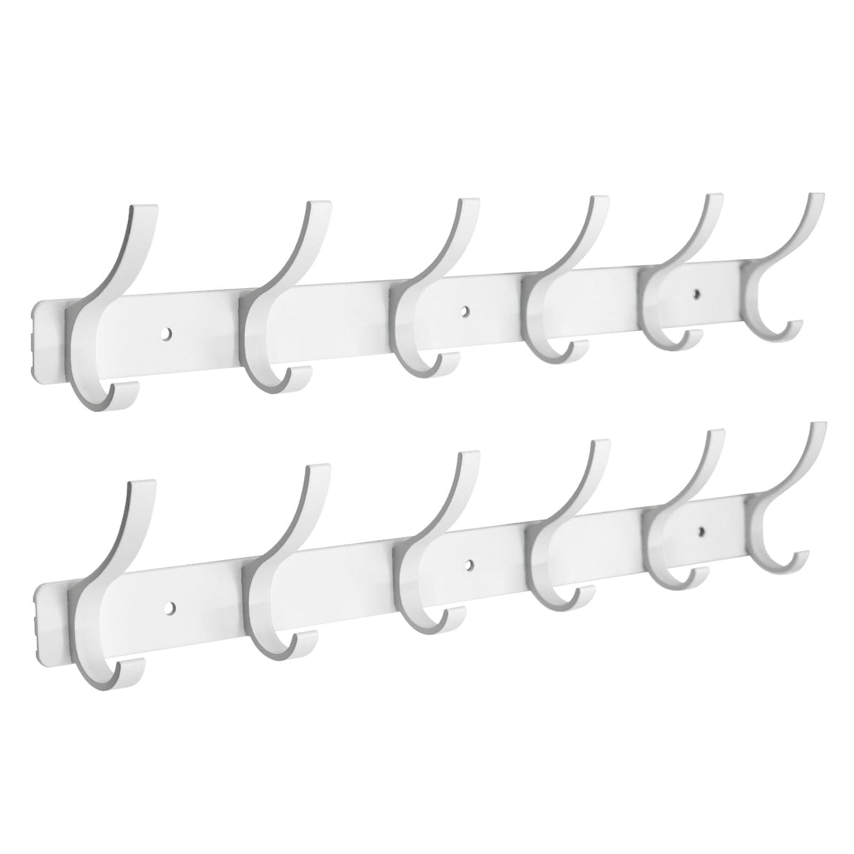 Coat Rack Wall Mounted,5 Coat Hooks for Hanging Coats,Heavy Duty Metal Double Hook Rack Hook Rail,Coat Rack with Hooks,Wall Mount Coat Hanger for Hat Towel Purse Robes (2 Pack Black, 5 Hooks)