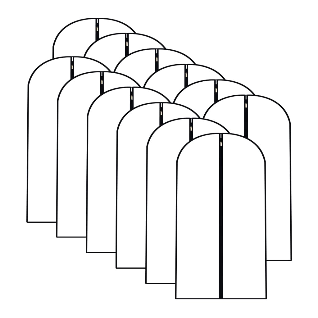 Hanging Garment Bag (Set of 6) Black Side Breathable Dress Bags for Hanging Clothes Cloth Cover for Closet Clear Full Zipper Bags for Coat Clothes Storage (24'' x 54'', Black)