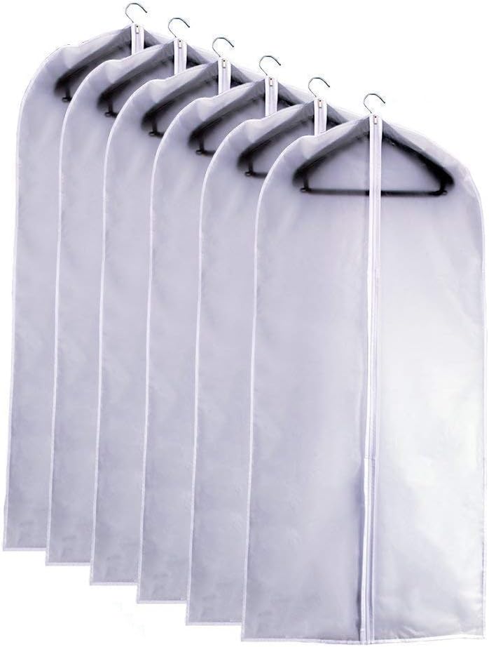 Garment Bags for Hanging Clothes 24" x 48"Coat Covers for Closet Foldable Washable Dress Bags for Hanging Clothes for Long Dress Dance Costumes Suits Gowns Coats