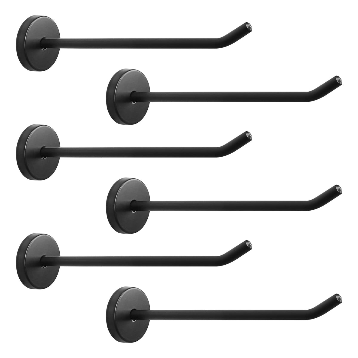NearMoon Coat Hooks, Wall Mount Hooks for Hanging Hat Hurse Robe, 304 Stainless Steel Heavy Duty Towel Hangers for Bathroom Livingroom Hotel Kitchen Garage, 6 Pack (8 Inch, Matte Black)