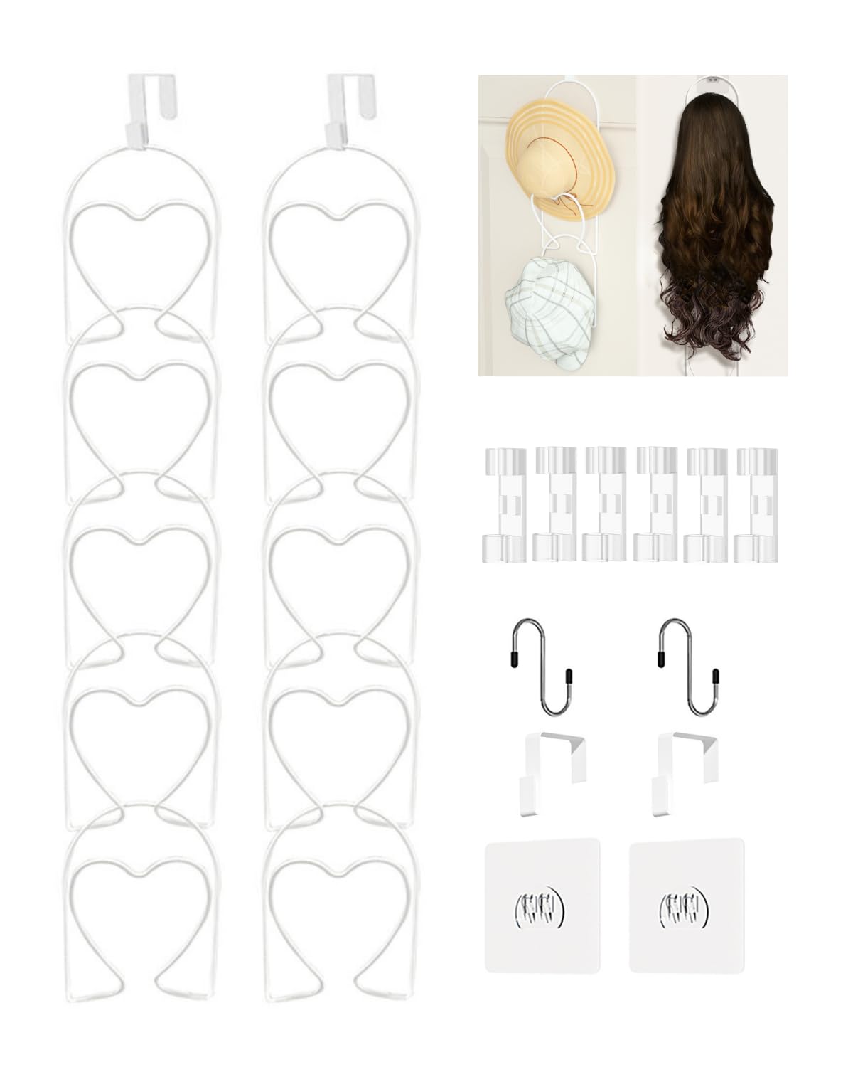 LINFIDITE 10 Pack Hat Rack Hanger Holder Organizer Closet Hanging Baseball Cap Display Storage Rack for Scarves Handbags Towels Clothes Ties Over Door Wall Mounted w Hanging Hook Black