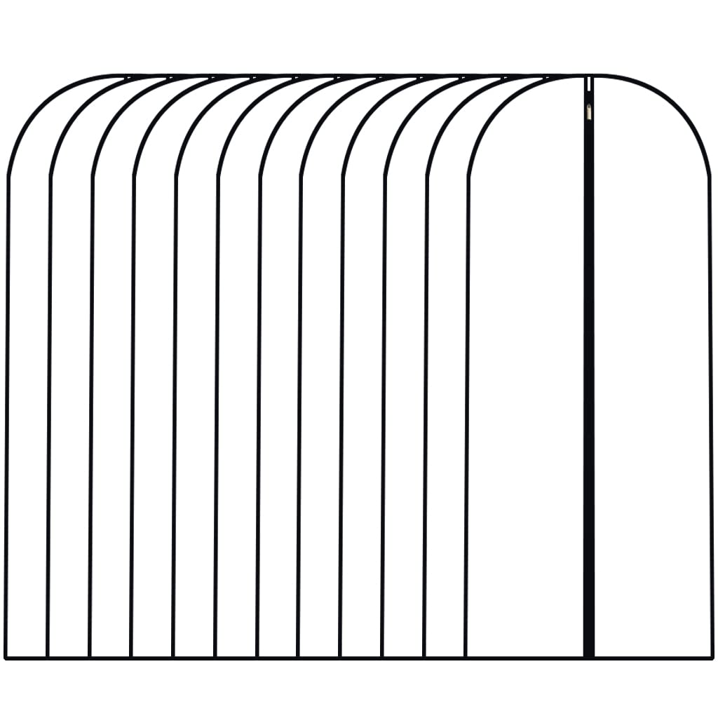 Hanging Garment Bag (Set of 6) Black Side Breathable Dress Bags for Hanging Clothes Cloth Cover for Closet Clear Full Zipper Bags for Coat Clothes Storage (24'' x 54'', Black)