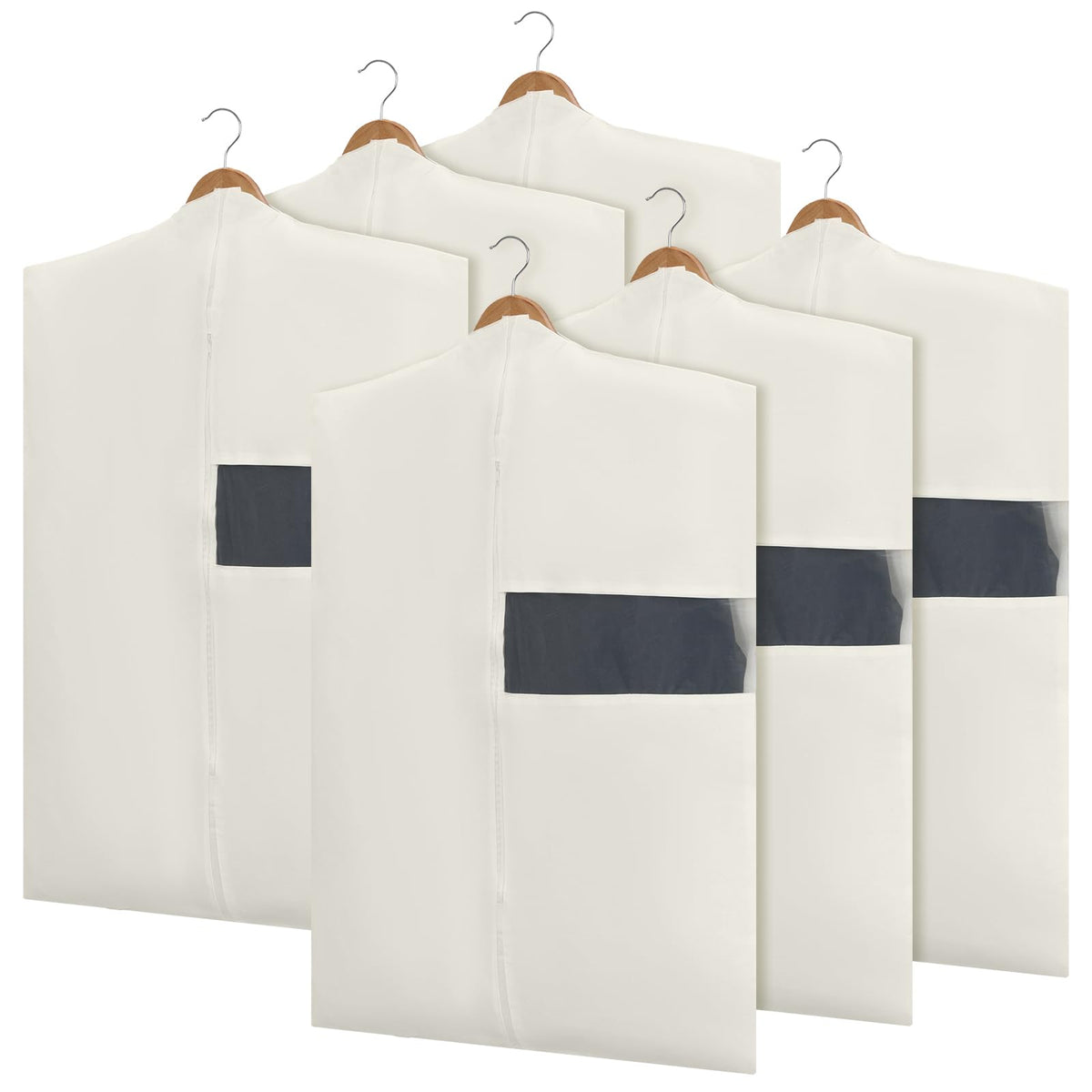 Aliceset 6 Pcs 40 Inches Cotton Garment Bags for Hanging Clothes