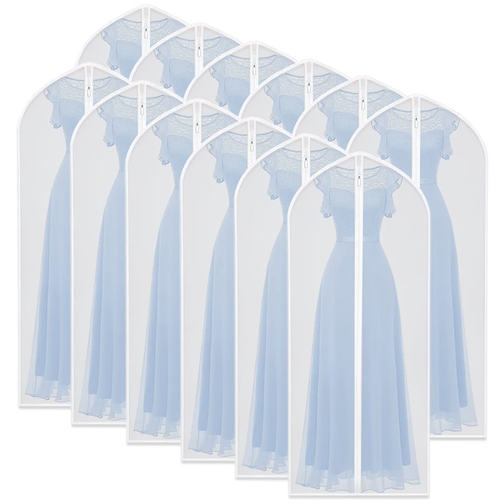 Hanging Garment Bag (Set of 6) Black Side Breathable Dress Bags for Hanging Clothes Cloth Cover for Closet Clear Full Zipper Bags for Coat Clothes Storage (24'' x 54'', Black)