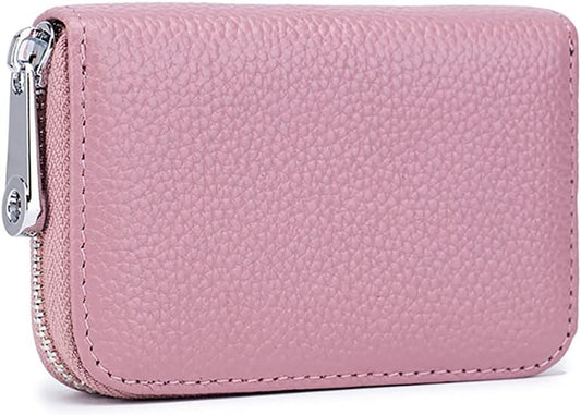 EASTNIGHTS RFID Credit Card Holder Genuine Leather Credit Card Wallet with Zipper