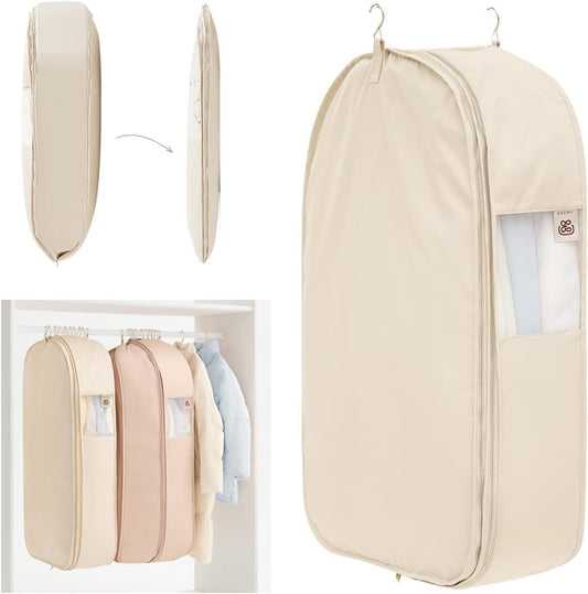 EACHY Garment Bag for Hanging Clothes, Space Saving Dustproof Clothes Cover with Self-Compression Zipper, Visible Closet Organizer for Closet Storage