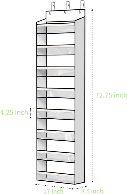 KEEPJOY 8-Tier Over the Door Hat Rack for Baseball Caps, Holds Up to 120 Caps Large Capacity Hanging Hat Storage Organizer with Clear Deep Pockets, Hat Holder for Nursery, Bedroom, Closet (White)