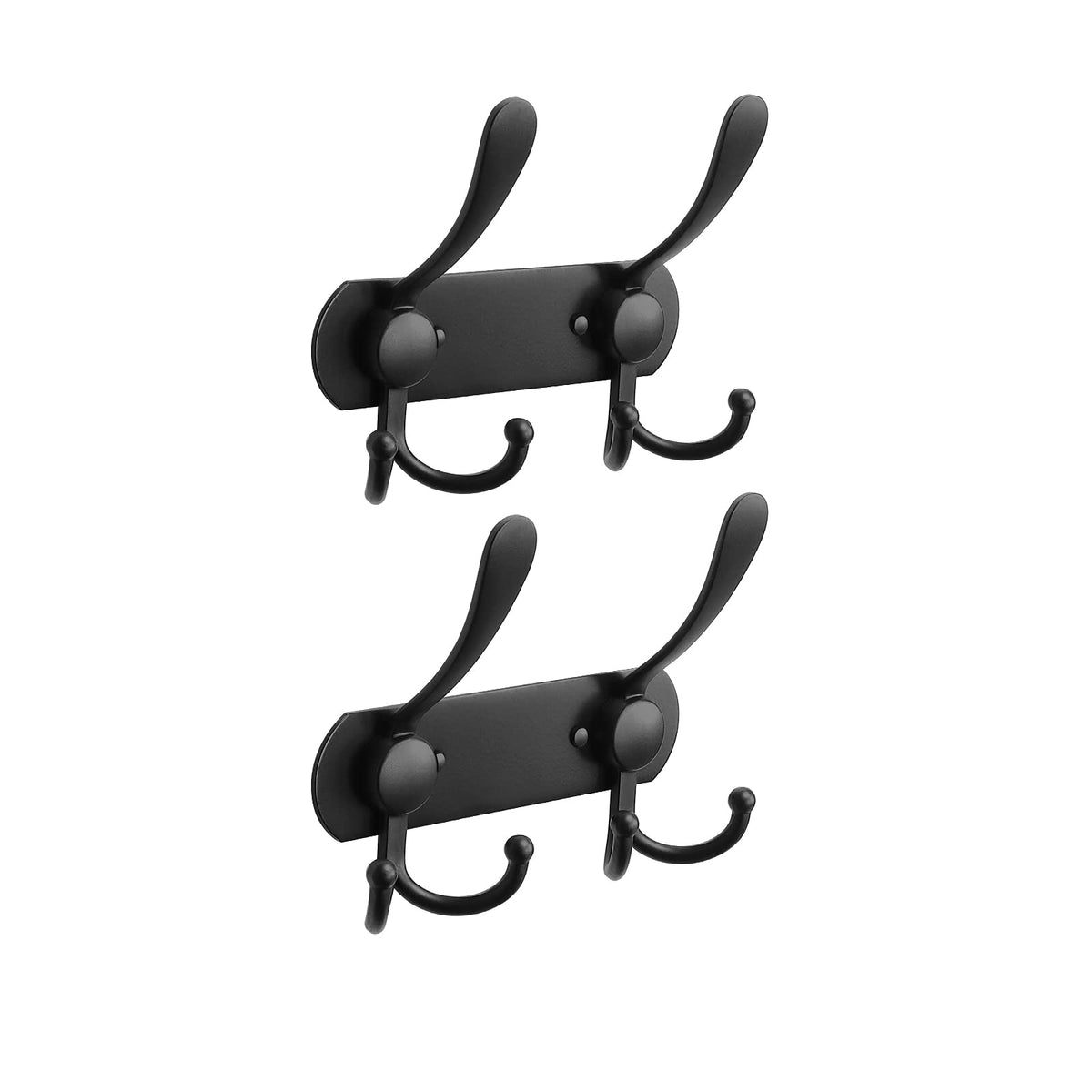 NearMoon Coat Rack Wall Mounted-2 Pack, Heavy Duty Bath Towel Hooks Stainless Steel Robe Hooks Holder, Metal Coat Hook for Towel Coat Hat Key Bathroom Bedroom Hotel Entryway (5 Hooks, Matte Black)